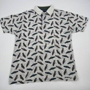 Vintage VAN HEUSEN Mens Golf Polo Shirt‎ All Over Print Golf Bag Size Large